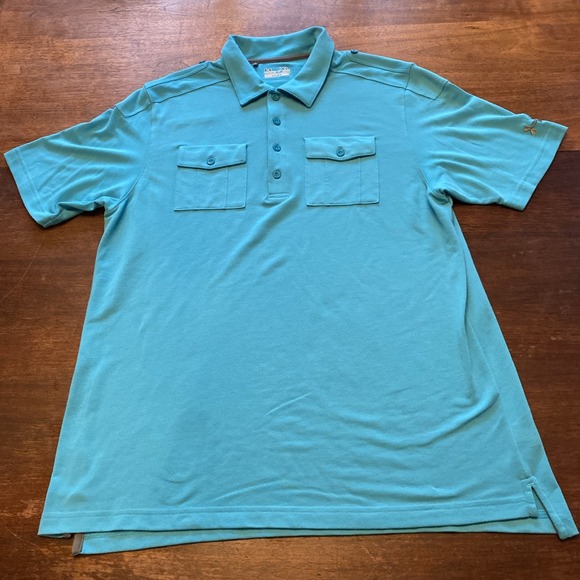 Under Armour Shirt Men Size XL Aqua HeatGear Polo Short Sleeve Flap Chest Pocket - Picture 1 of 9